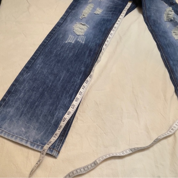 CJ Black Jeans Men's 34x34 Blue Denim Distressed Ripped Relaxed Straight Jeans - Picture 8 of 9